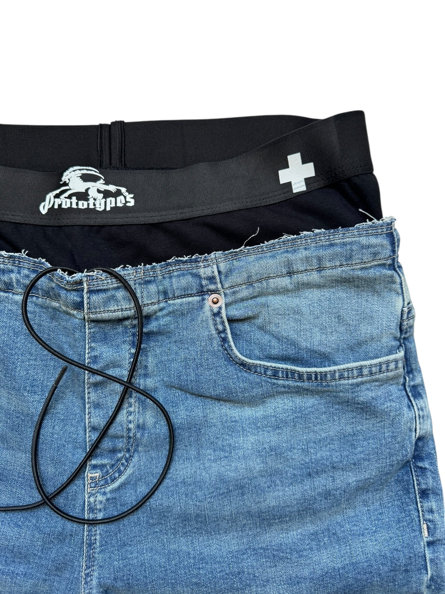 WAISTBAND DENIM JEANS SKINNY CROPPED