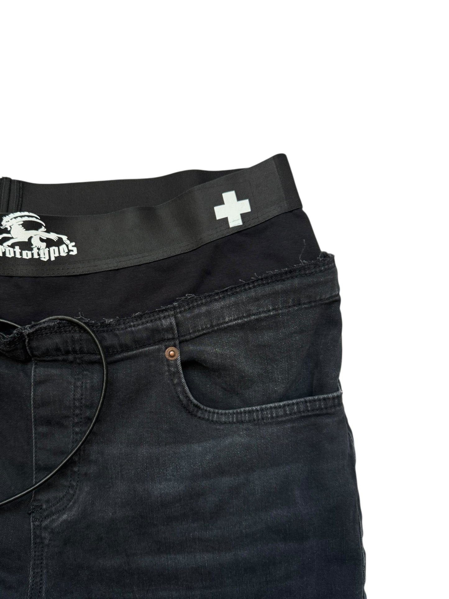 WAISTBAND DENIM JEANS SKINNY CROPPED