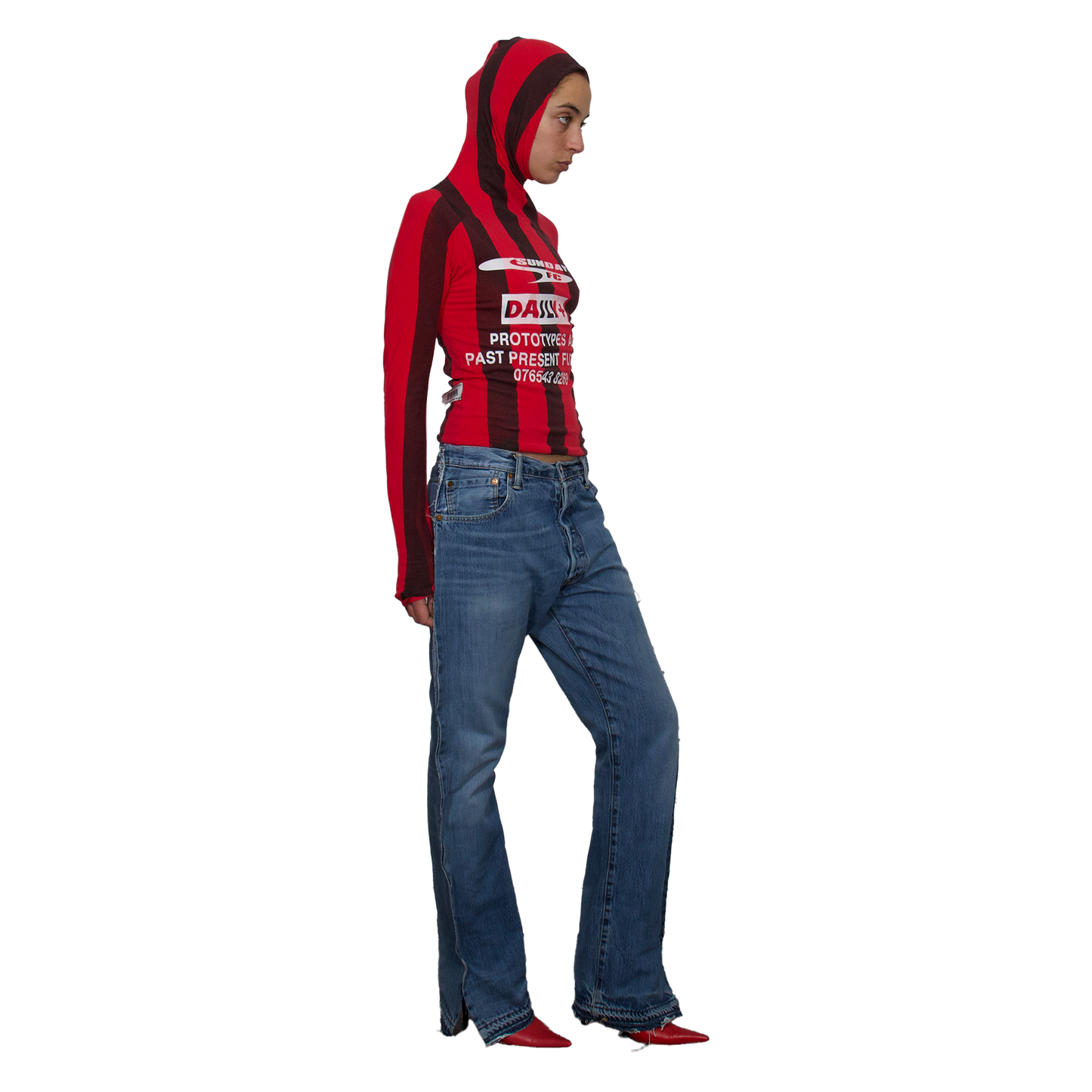 TWISTED HOODIE STRIPED RED