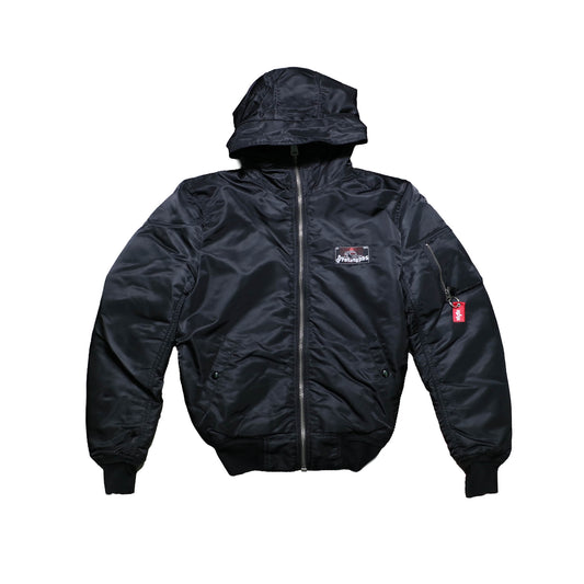 FIXED HOOD BOMBER BLACK