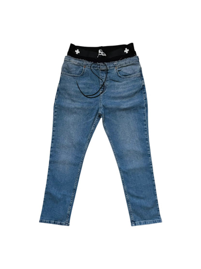 WAISTBAND DENIM JEANS SKINNY CROPPED