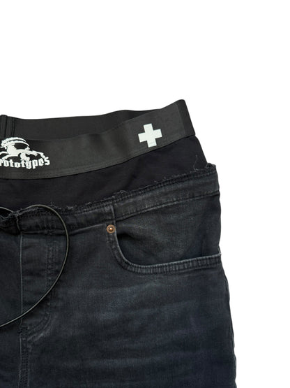 WAISTBAND DENIM JEANS SKINNY CROPPED