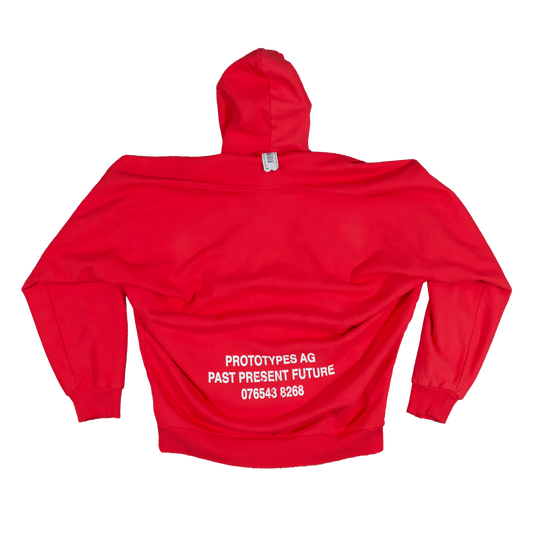 MOVED NECKLINE HOODIE RED