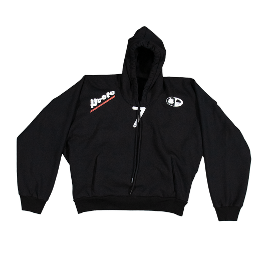 MOVED NECKLINE HOODIE BLACK