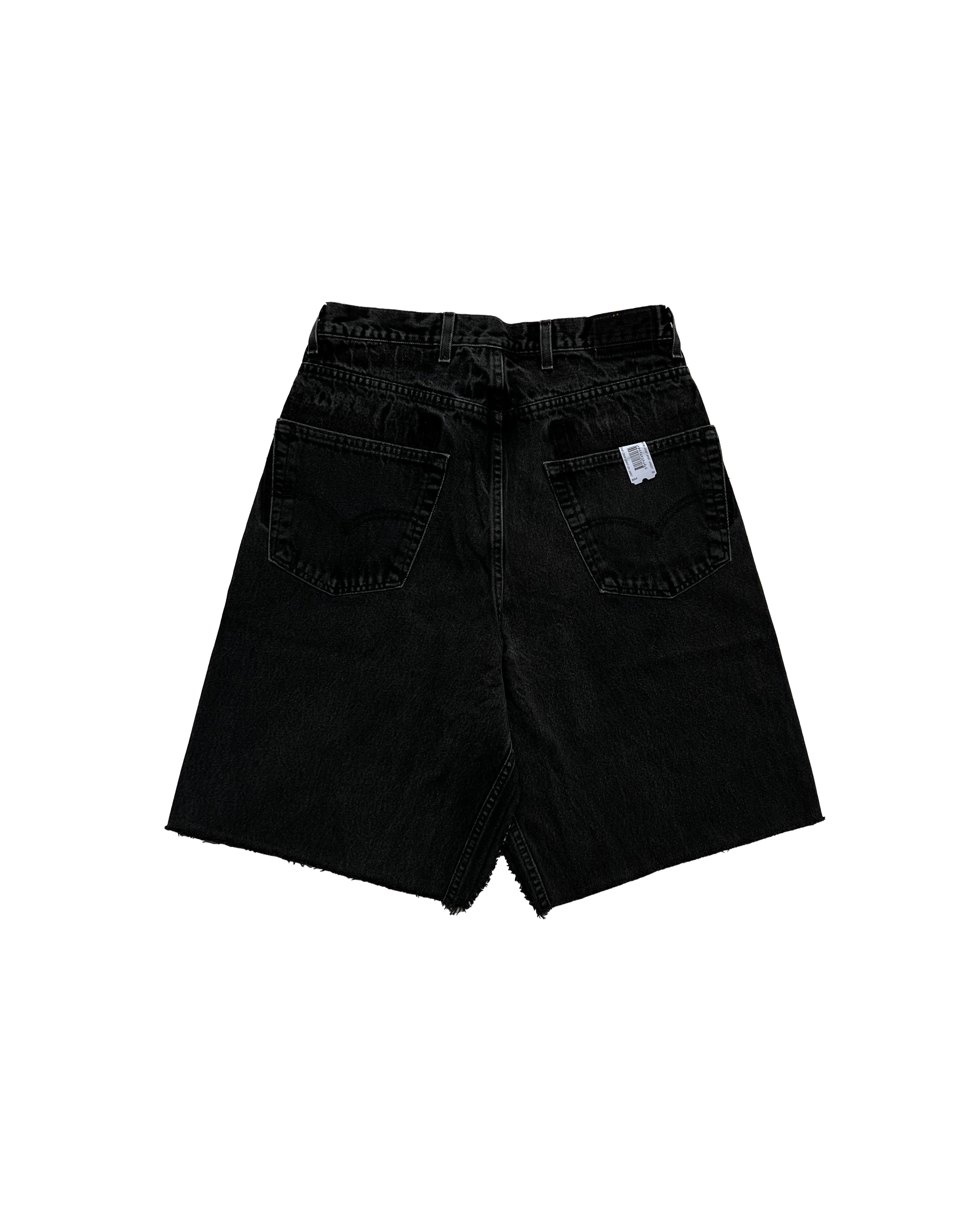 Black cut up store shorts